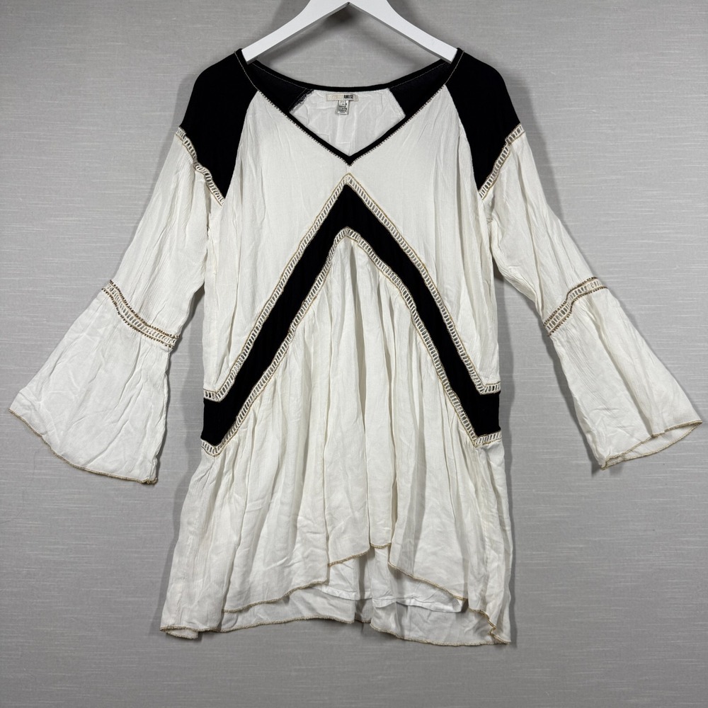 Amuse Society Dress Womens Small White Boho Topaz Casablanca Hippie Peasant
